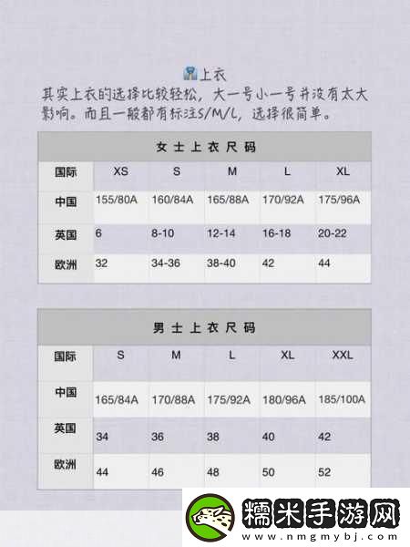 透徹理解歐洲碼歐洲尺碼M高清